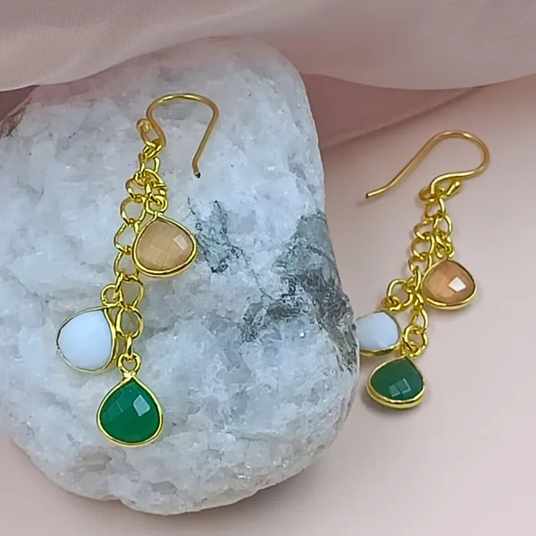 Tri_Color_Natural_Stone_Tri_Colour_Earring_For_Women