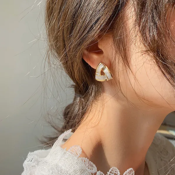 Enamel_Inlaid_Twisted_Woven_Triangular_Shape_shape_stud,_Stylish_Korean_Western_Jewellery_for_Women_&_Girls