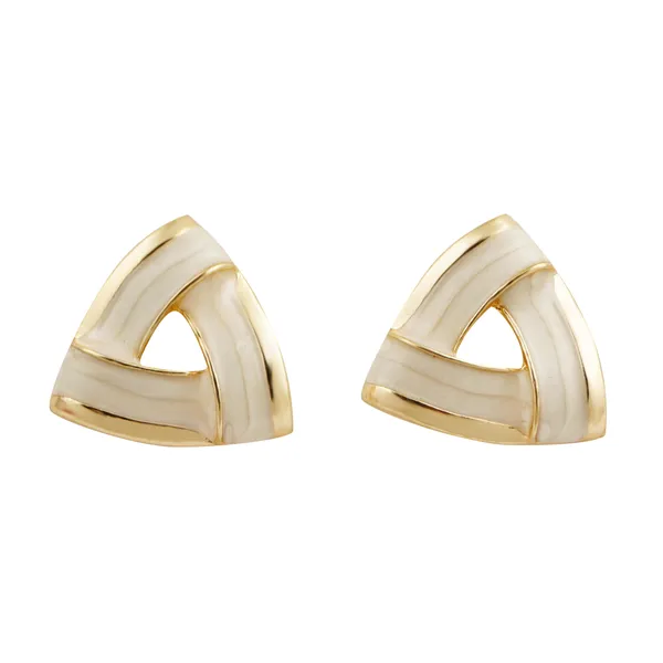 Enamel_Inlaid_Twisted_Woven_Triangular_Shape_shape_stud,_Stylish_Korean_Western_Jewellery_for_Women_&_Girls
