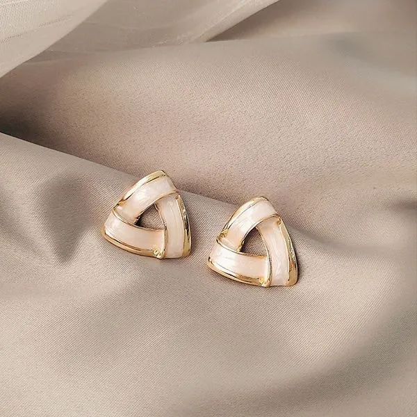 Enamel_Inlaid_Twisted_Woven_Triangular_Shape_shape_stud,_Stylish_Korean_Western_Jewellery_for_Women_&_Girls