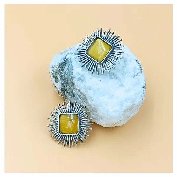 Yellow_colour_Silver_Look_Alike_Sun_Rays_Design_Oxidised_Stud_For_Women_&_Girls