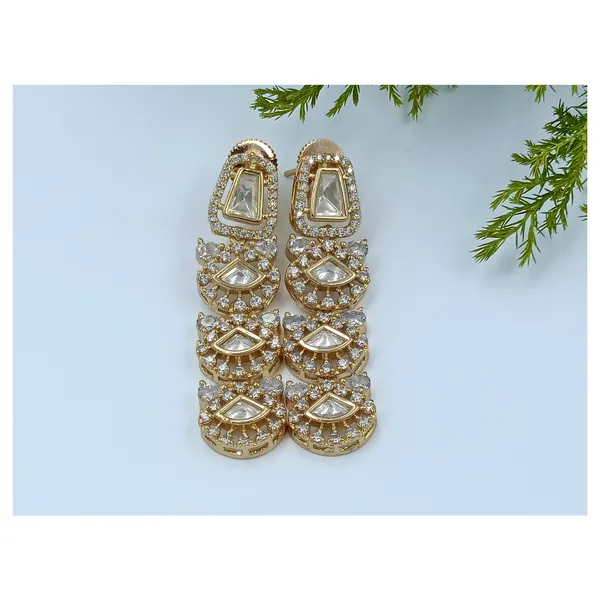 Rose_Gold_Tassel_Style_Long_Kundan_Cz_Earring_For_Women,_Girl_Perfect_For_Traditional_Attire