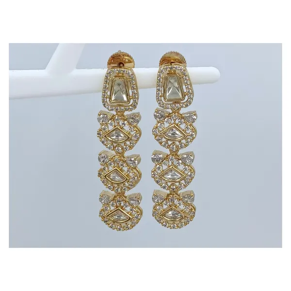 Rose_Gold_Tassel_Style_Long_Kundan_Cz_Earring_For_Women,_Girl_Perfect_For_Traditional_Attire