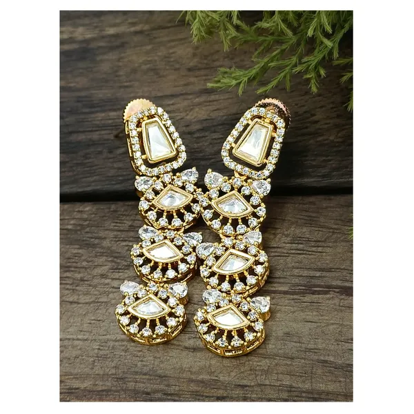 Rose_Gold_Tassel_Style_Long_Kundan_Cz_Earring_For_Women,_Girl_Perfect_For_Traditional_Attire