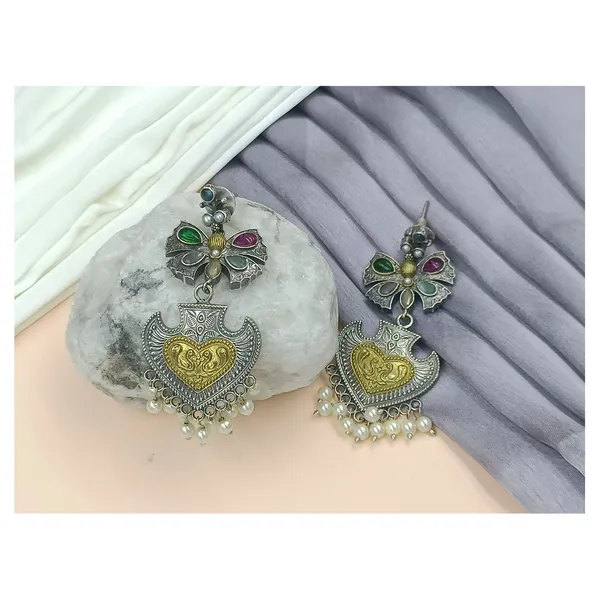Butterfly-Style_Oxidised_long_Earrings_in_dual_tone_polish_For_Women_&_Girls