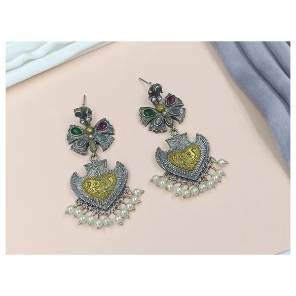Butterfly-Style_Oxidised_long_Earrings_in_dual_tone_polish_For_Women_&_Girls