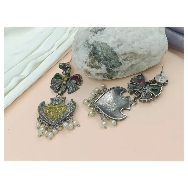 Butterfly-Style_Oxidised_long_Earrings_in_dual_tone_polish_For_Women_&_Girls