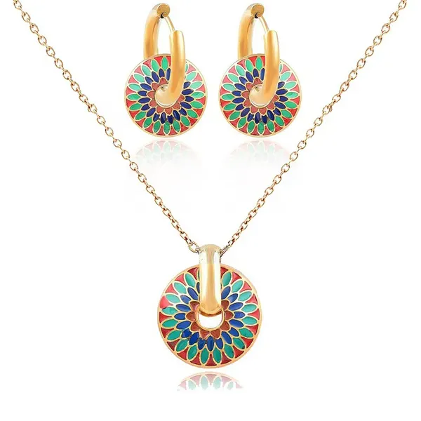 Vintage_Painted_Chrysanthemum_Stainless_Steel_Pendant_Set_–_Stylish_Jewelry_for_Women_&_Girls