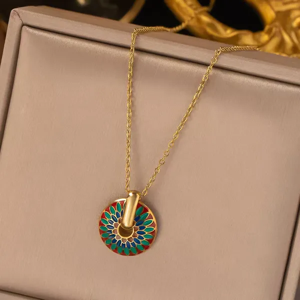 Vintage_Painted_Chrysanthemum_Stainless_Steel_Pendant_Set_–_Stylish_Jewelry_for_Women_&_Girls