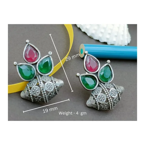 Stunning_Silver_Look-Alike_Aesthetic_design_traditional_oxidised_stud_Oxidised_Stud_For_Women_&_Girls