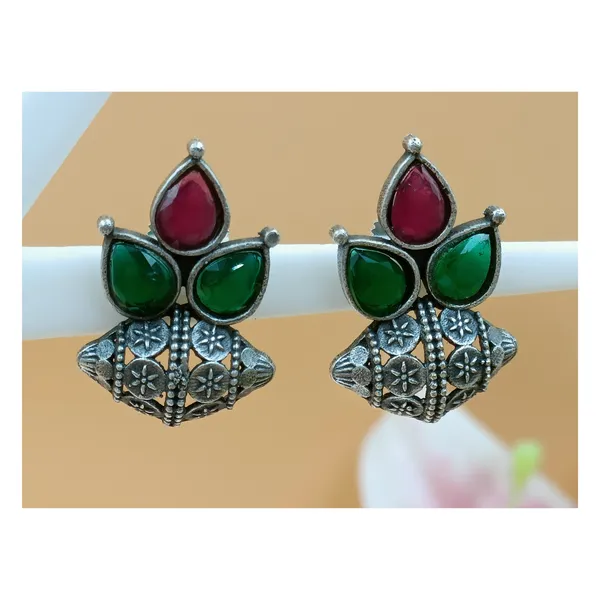 Stunning_Silver_Look-Alike_Aesthetic_design_traditional_oxidised_stud_Oxidised_Stud_For_Women_&_Girls