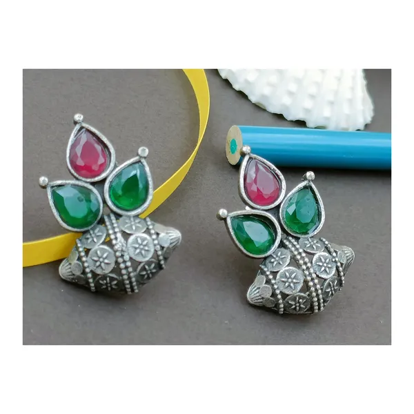 Stunning_Silver_Look-Alike_Aesthetic_design_traditional_oxidised_stud_Oxidised_Stud_For_Women_&_Girls