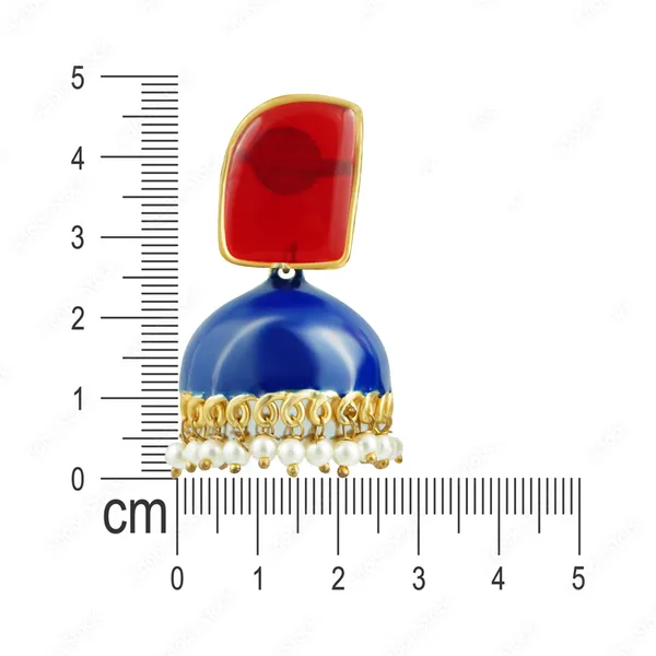 Premium_Quality_Enamel_Painted__Blue_ColourJhumka_with_Red_Synthetic_Stone_for_Women_&_Girls.