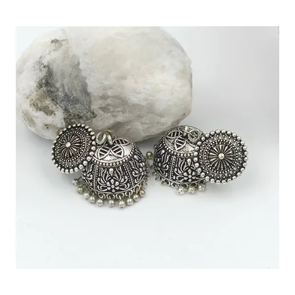 Antique_style_Self_crafted_Oxidized_Jhumka_for_Women_&_Girls,_Traditional_Jewellery