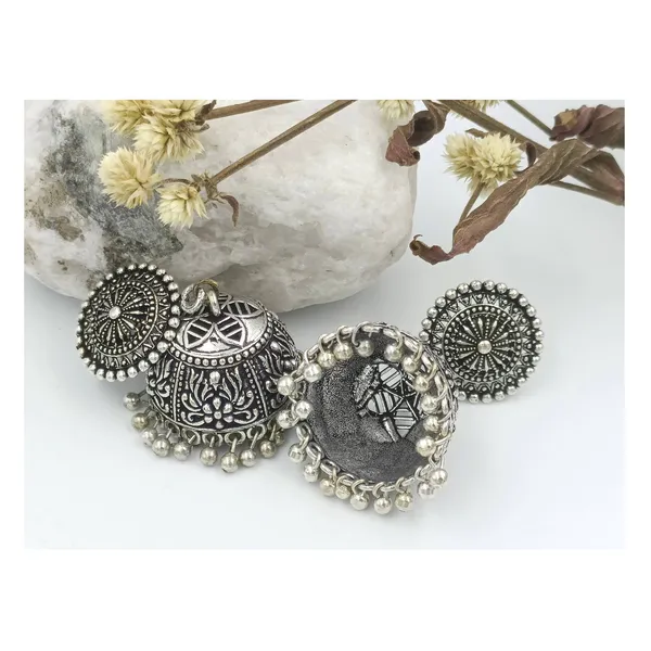 Antique_style_Self_crafted_Oxidized_Jhumka_for_Women_&_Girls,_Traditional_Jewellery