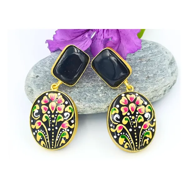Black_Hand_Painted_Meenakari_Oval_Shape_Dangler_Earring_For_Women_&_Girls,_Rajasthani_Jewellery,_Traditional_Jewellery