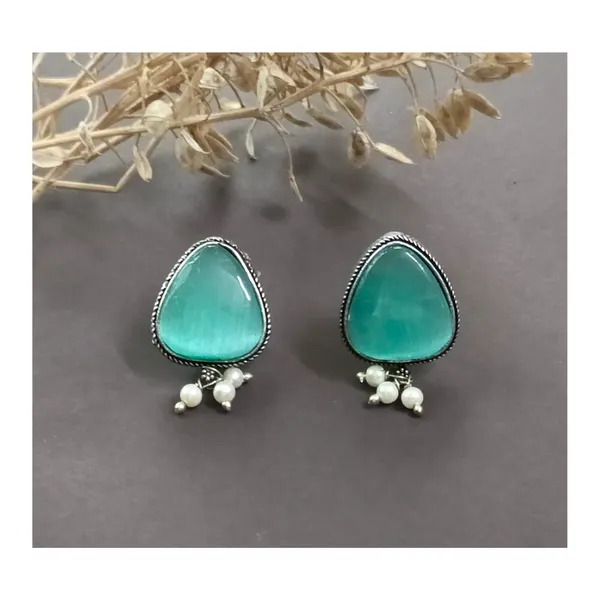 Aqua_Blue_Triangular_Shape_Simple_Aqua_Blue_Synthetic_Stone_Earrings_For_Women_&_Girls
