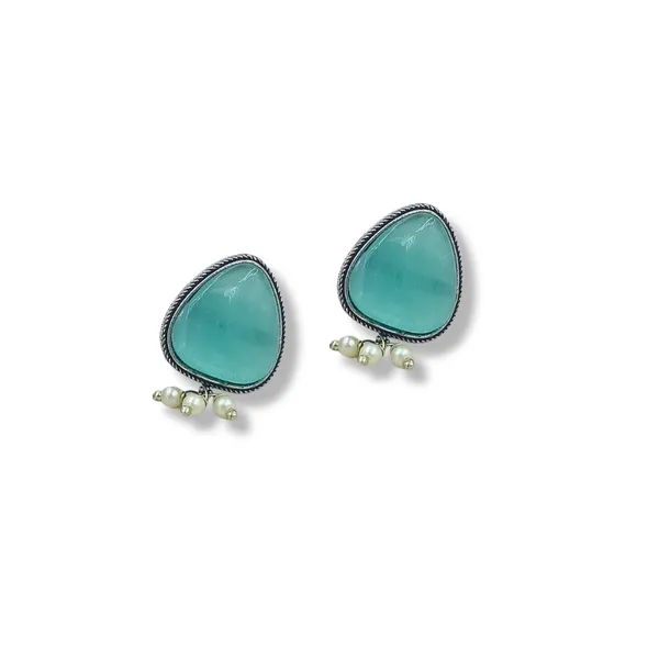 Aqua_Blue_Triangular_Shape_Simple_Aqua_Blue_Synthetic_Stone_Earrings_For_Women_&_Girls