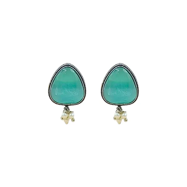 Aqua_Blue_Triangular_Shape_Simple_Aqua_Blue_Synthetic_Stone_Earrings_For_Women_&_Girls