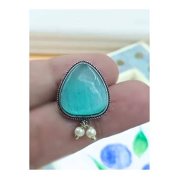 Aqua_Blue_Triangular_Shape_Simple_Aqua_Blue_Synthetic_Stone_Earrings_For_Women_&_Girls