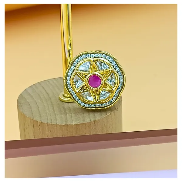 Pink_&_White_Floral_Kundan_Ring_for_Women_&_Girls_|_Adjustable_Luxury_Traditional_Jewelry