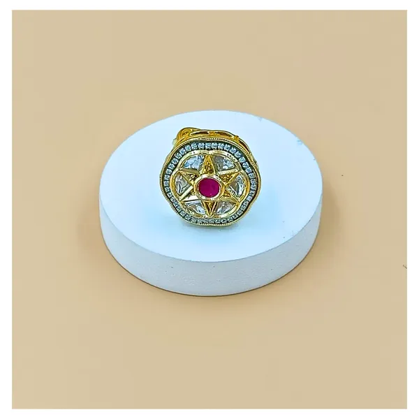 Pink_&_White_Floral_Kundan_Ring_for_Women_&_Girls_|_Adjustable_Luxury_Traditional_Jewelry