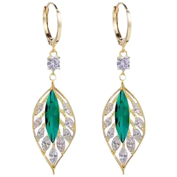 Green_&_White__Hoop_style_Leaf_Design_Drop_Earrings_–_Stylish_&_Trendy_Korean_Design_for_Women_&_Girls