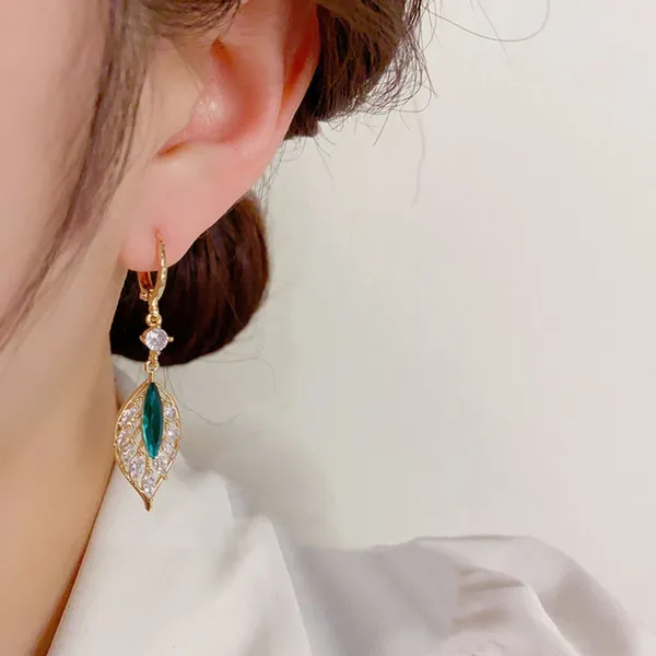 Green_&_White__Hoop_style_Leaf_Design_Drop_Earrings_–_Stylish_&_Trendy_Korean_Design_for_Women_&_Girls