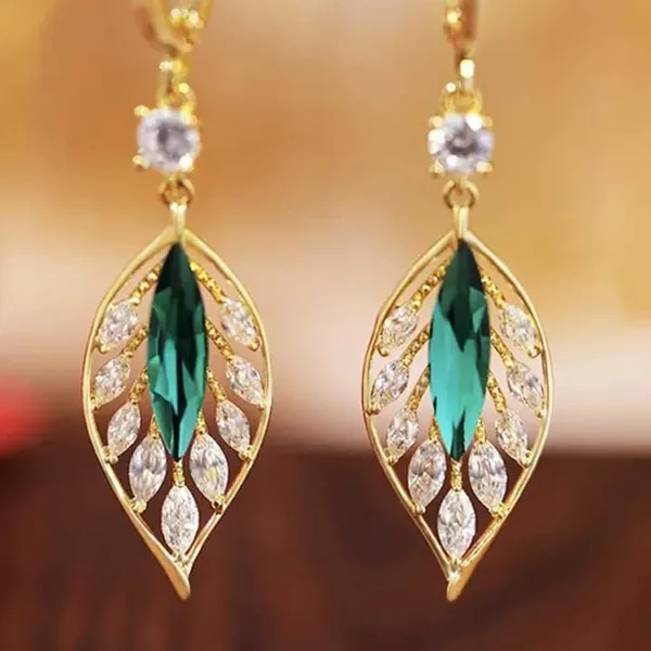 Green_&_White__Hoop_style_Leaf_Design_Drop_Earrings_–_Stylish_&_Trendy_Korean_Design_for_Women_&_Girls
