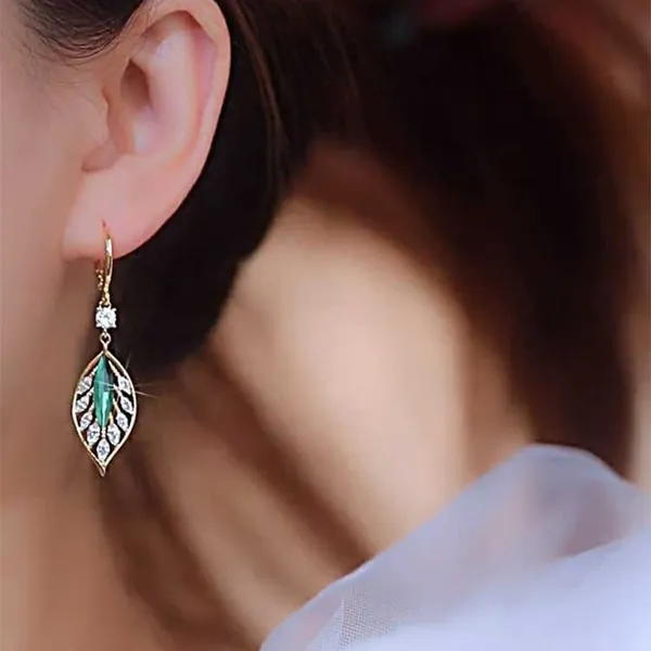 Green_&_White__Hoop_style_Leaf_Design_Drop_Earrings_–_Stylish_&_Trendy_Korean_Design_for_Women_&_Girls