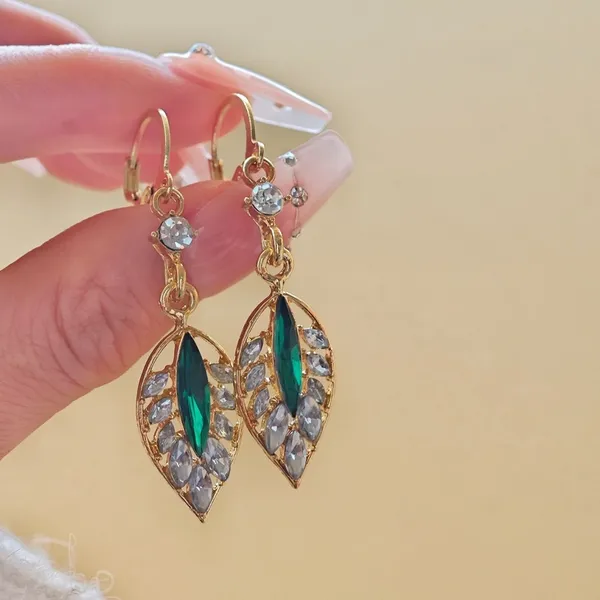 Green_&_White__Hoop_style_Leaf_Design_Drop_Earrings_–_Stylish_&_Trendy_Korean_Design_for_Women_&_Girls