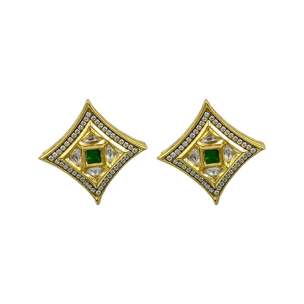 Dazzling_Green_colour_Square_Shape_Kundan_Earring_for_Women_&_Girls,_Stylish,_Traditional_&_wedding_earrings