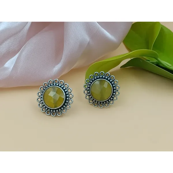 Floral_Shape_Yellow_colour_Monalisa_Stone_Oxidised_Stud_for_Women_&_Girls