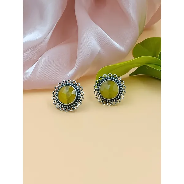 Floral_Shape_Yellow_colour_Monalisa_Stone_Oxidised_Stud_for_Women_&_Girls