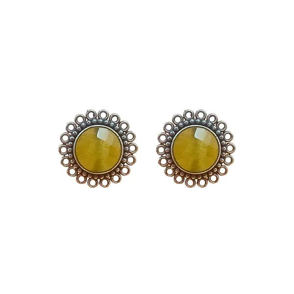 Floral_Shape_Yellow_colour_Monalisa_Stone_Oxidised_Stud_for_Women_&_Girls