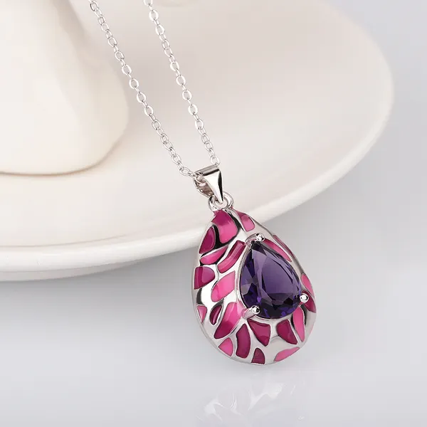 Handmade_Stainless_Steel_Enameled_Tear_drop_shape_Pendant_Chain_For_Girls_&_Women,_Stylish_Fashinable_Western_Jewellery