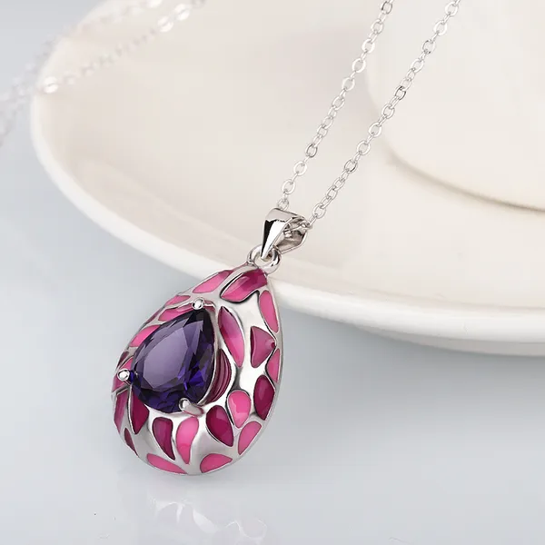 Handmade_Stainless_Steel_Enameled_Tear_drop_shape_Pendant_Chain_For_Girls_&_Women,_Stylish_Fashinable_Western_Jewellery