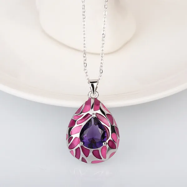 Handmade_Stainless_Steel_Enameled_Tear_drop_shape_Pendant_Chain_For_Girls_&_Women,_Stylish_Fashinable_Western_Jewellery