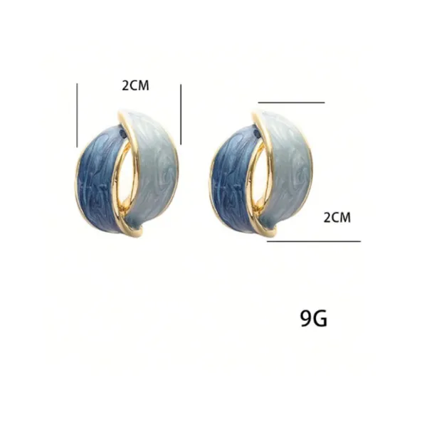 Teel_Green_Geometric_Arc_Oil_Drop_Enameled_Geometric_Shape_Retro_Blue_Stud