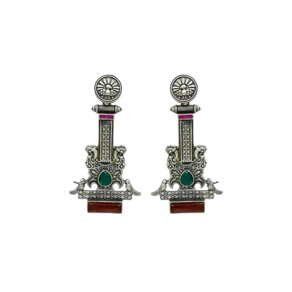Red_Tribal_Style_Peacock_Motif_Oxidised_Long_Light_Weight_Earrings_For_Women_&_Girls._Traditional_Earrings_Stylish_Earrings_For_New_Trend