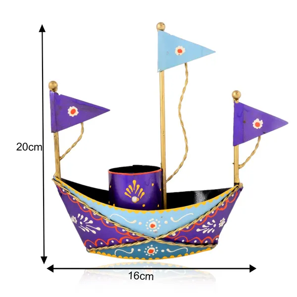 Blue_Metal_Blue_Boat_Pen_Stand_|_For_Decorative_Products