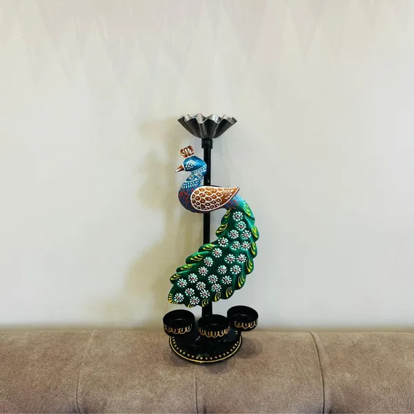 Set_of_2_Metal_peacock_T_light_Candle_Holder_|_For_Home_Decoration