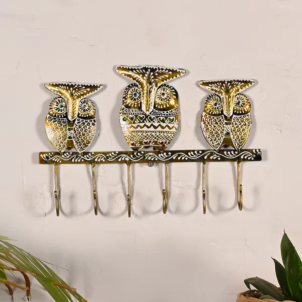 Brown_Metal_Owl_Key_Holder_|_For_Wall_Decor