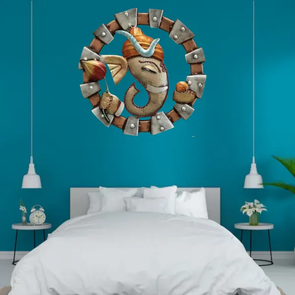 Brown_&_Silver_Metal_Laddu_Ganesh_|_For_Wall_Decor