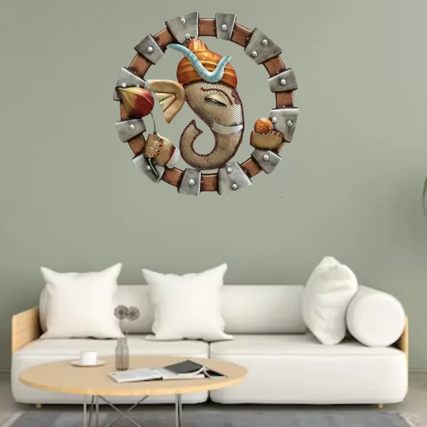 Brown_&_Silver_Metal_Laddu_Ganesh_|_For_Wall_Decor