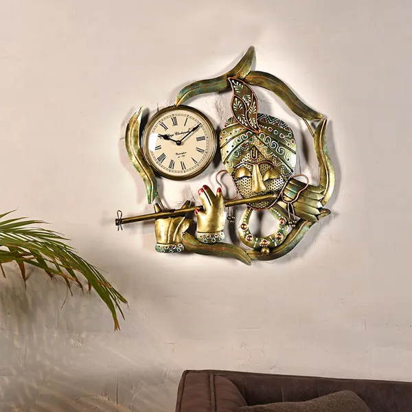Golden_Metal_Krishna_Clock_Antique_|_For_Wall_Decor