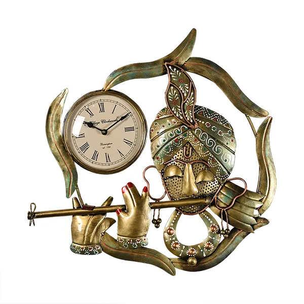 Golden_Metal_Krishna_Clock_Antique_|_For_Wall_Decor
