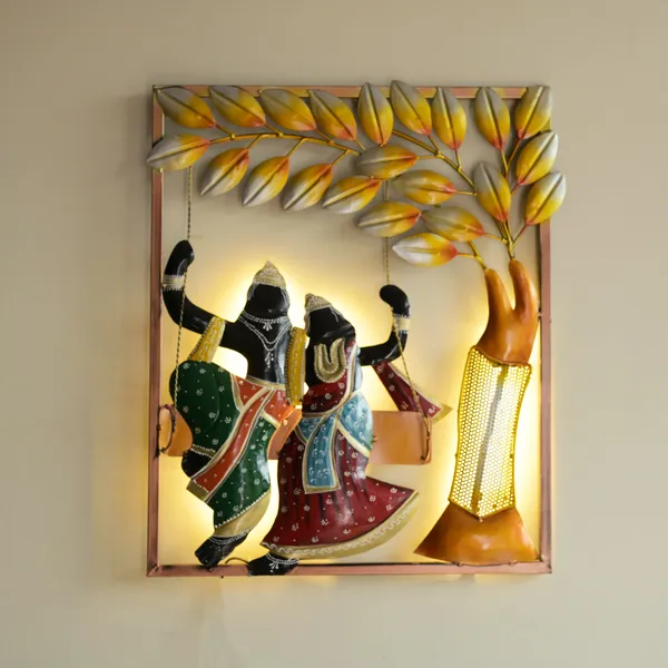 Metal_Radha_Krishna_Jhula_Frame_With_Led_|_For_Wall_Decor