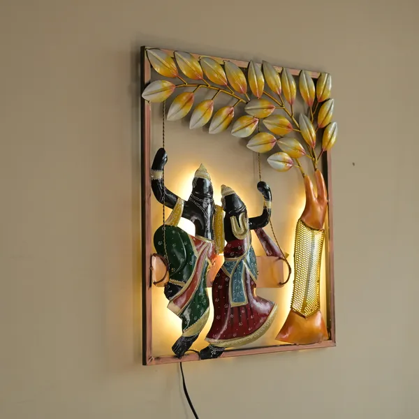 Metal_Radha_Krishna_Jhula_Frame_With_Led_|_For_Wall_Decor