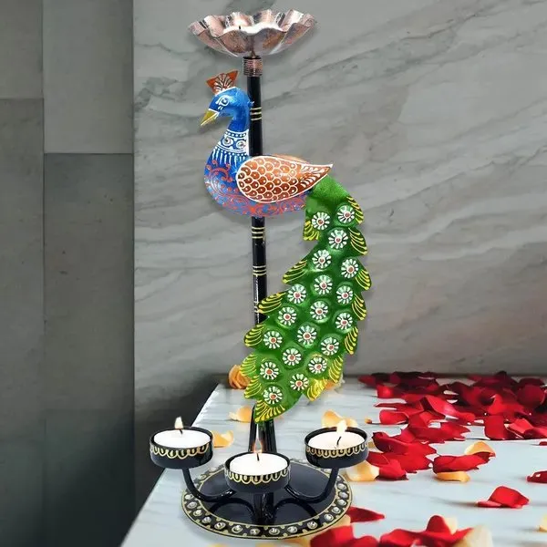 Metal_Peacock_T_light_Candle_Holder_|_For_Table_Top_Accessories
